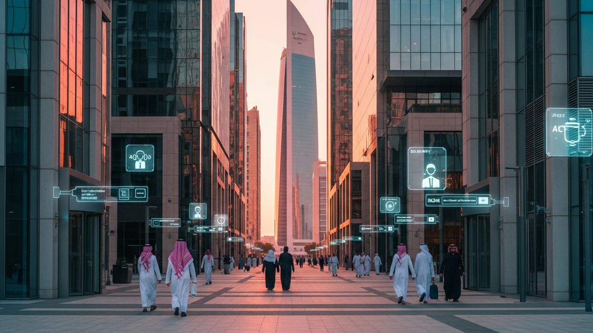 Riyadh's King Abdullah Financial District at golden hour