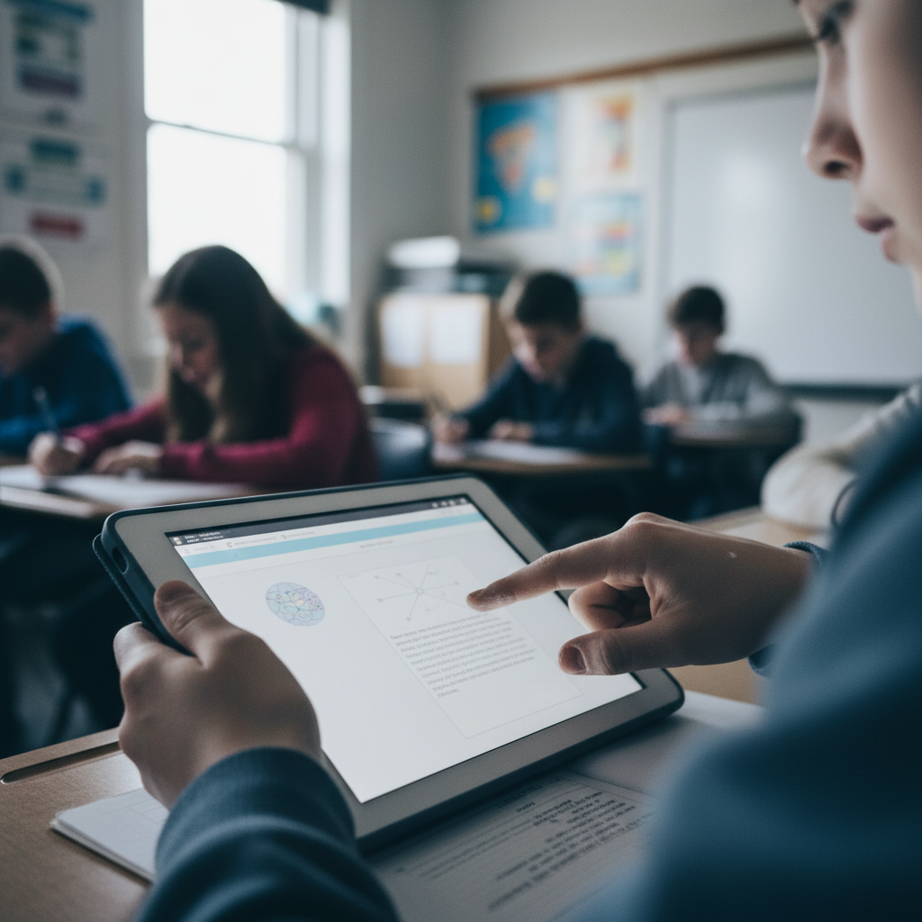Students in a bright MENA classroom learning together