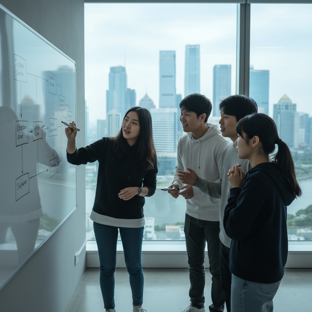 Young professionals collaborating in bright MENA workspace